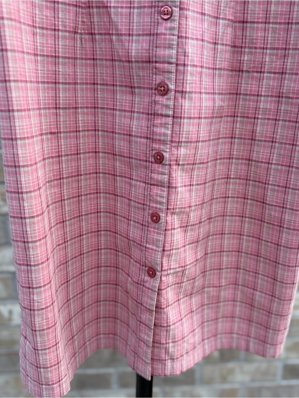 Vintage 90s Cherokee Pink Plaid Sleeveless Button Front Shirt Dress Size M - Picture 10 of 14